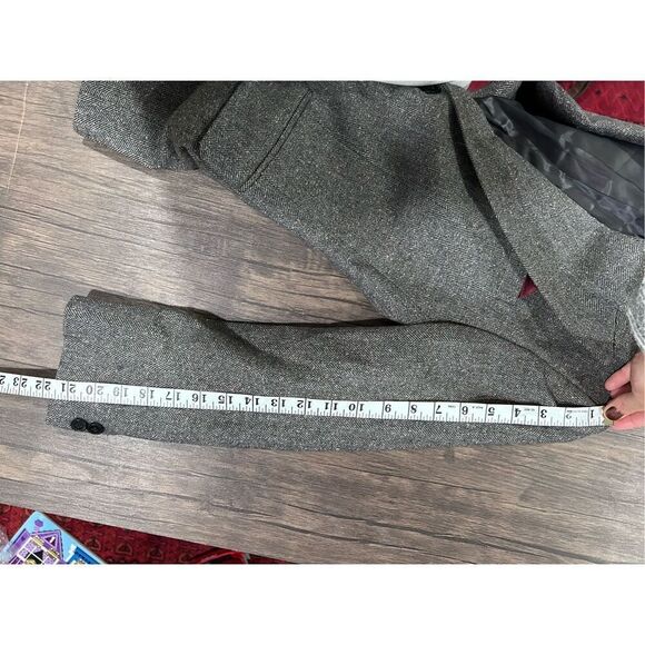 Studio Suits Handcrafted Gray Twead Wool Blend Blazer Silk Hankerchief Size 38 - Picture 14 of 14